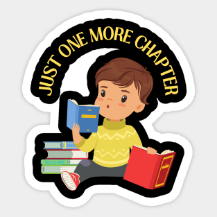 Little brother big brother reading book Just one more chapter I Love Books Bookworm Sticker